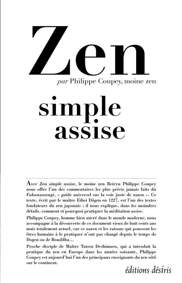 Couverture du livre « Zen simple assise » de Philippe Coupey